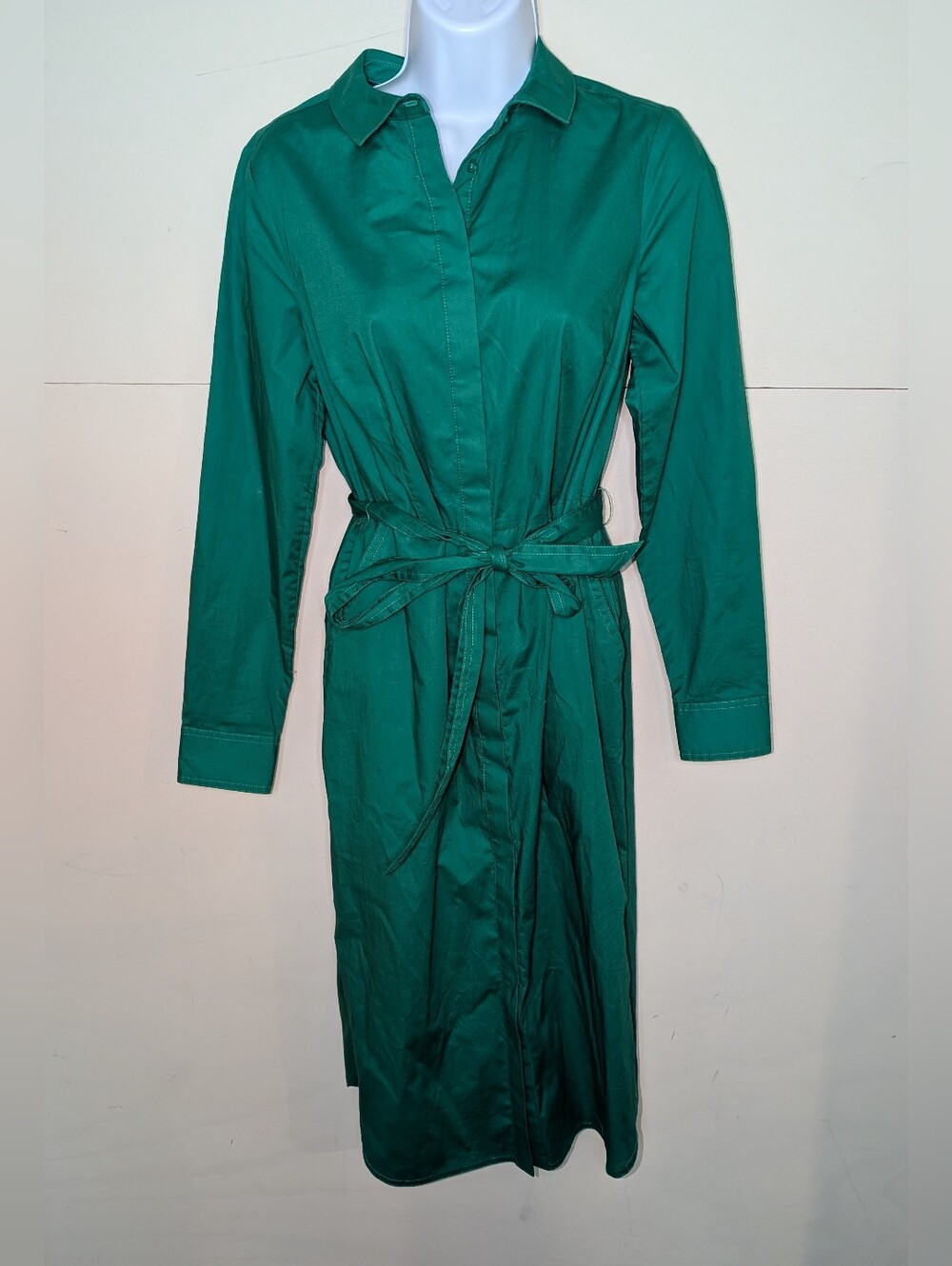 Boden Button Down Dress long Sleeves in Green